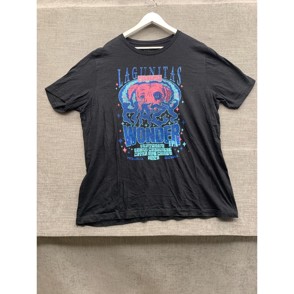 Lagunitas Brewing Co T Shirt Mens XL Black Cotton Hazy Wonder IPA Graphic Print